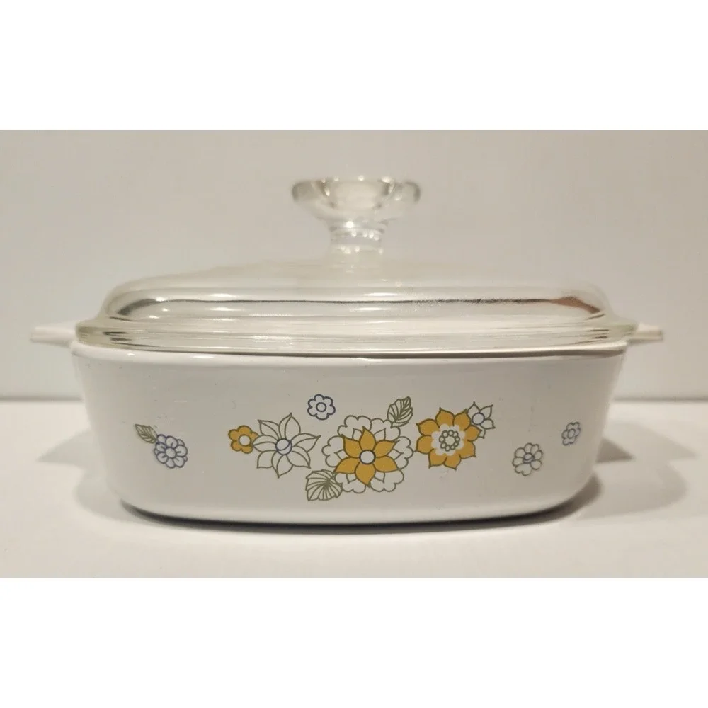 Corning‎ Ware Floral Bouquet A-1-B 1QT Casserole Dish Pyrex Lid Vintage